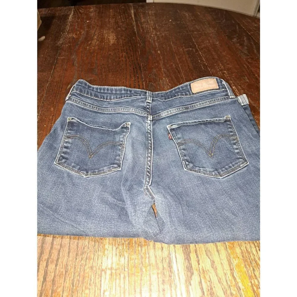Size 6 Levis Denim Blue Jean Shorts  Bermuda Long Cuffed Leg